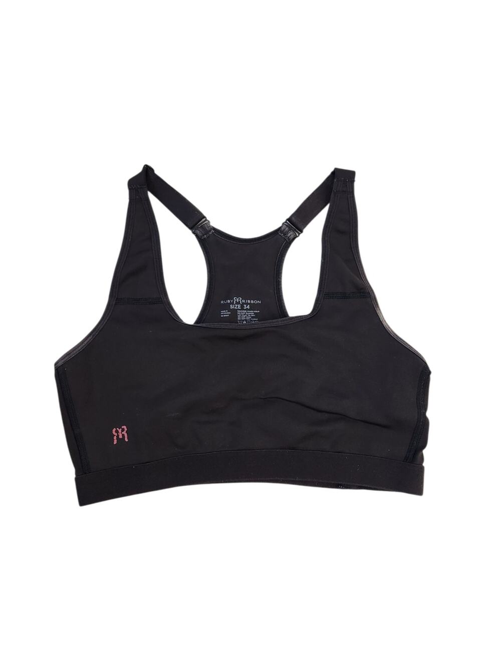Ruby Ribbon Sport Demiette Bra Racerback Style 3042 Size 34 Black Level 4